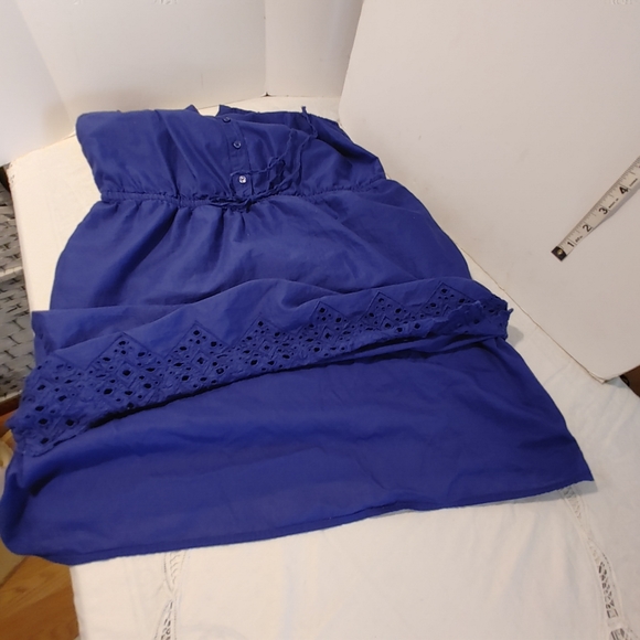 Sleevless Navy Dress Elastic Drawstring Waist Size L Embellished Bottom - Picture 9 of 11